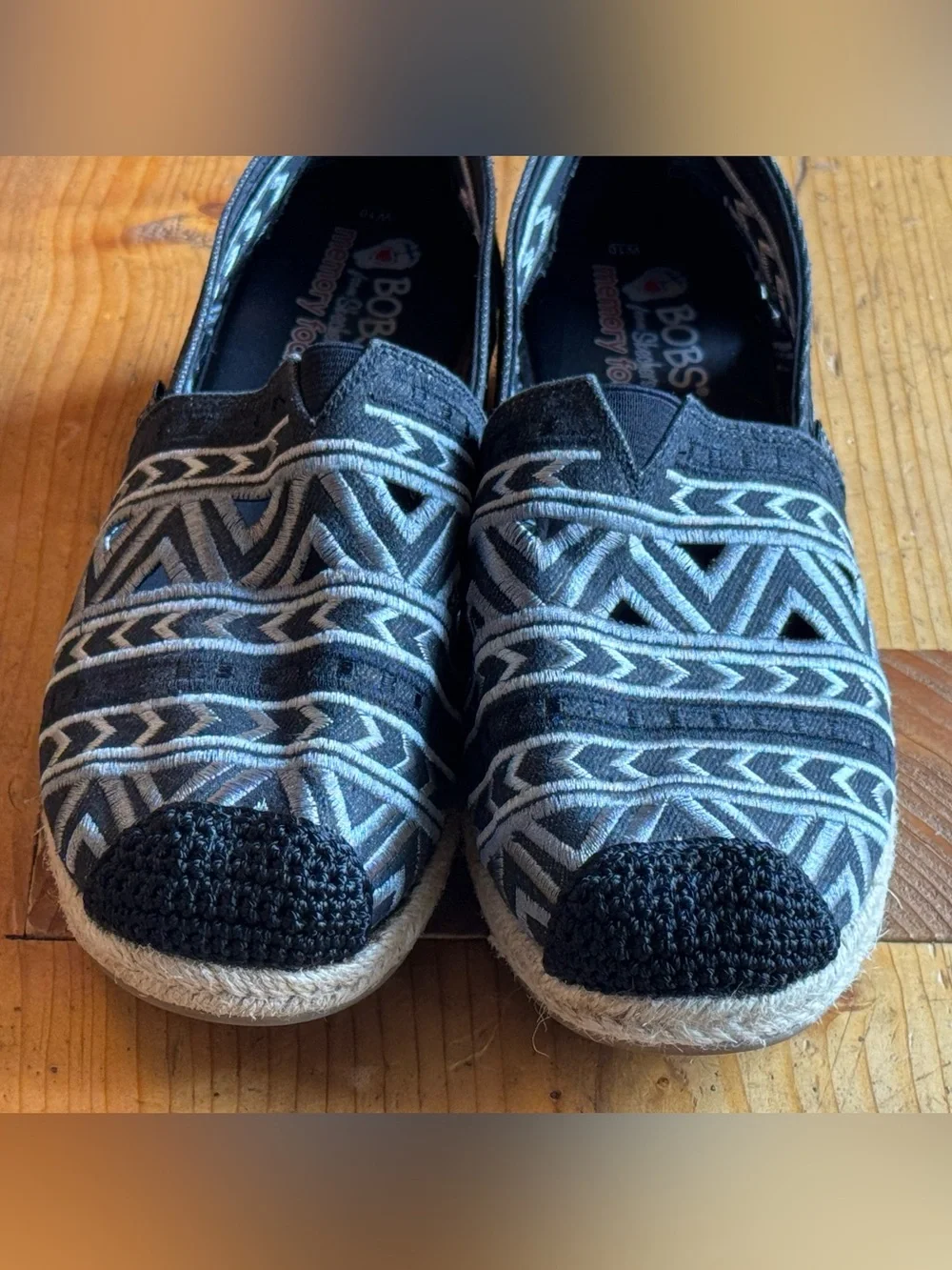 BOBS by Skechers Black & Gray Slip-On Espadrille Shoe